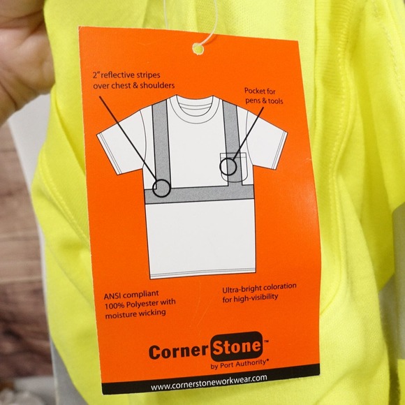 NWT CORNER STONES NEON YELLOW HIGH VISIBILITY SAFETY T-SHIRT SZ 3XL NEW! - Picture 8 of 8